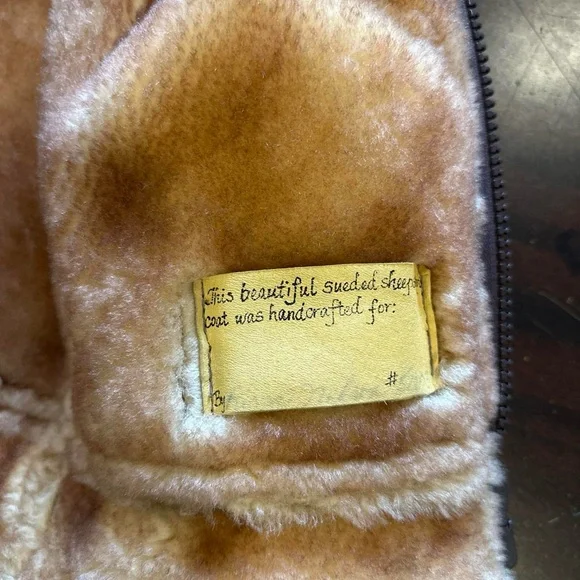 Shearling Trim Suede Jacket in Beige-Tan - Picture 4 of 8